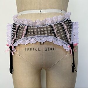 Lace Garter Belt with Pink Accents